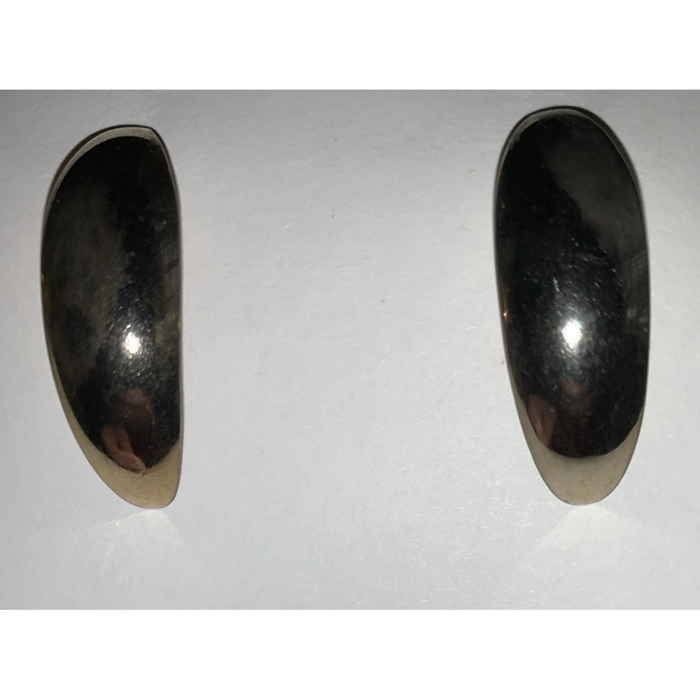 Vintage Gold Tone 1/2 Hoop Tear Drop ‎ Hoop Pierced Earrings - Picture 2 of 4
